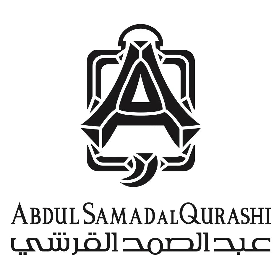 Abdul Samad Al Qurashi logo, luxury Middle Eastern perfume brand emblem with Arabic script